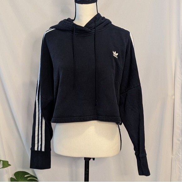 EUC - Adidas Crop Top Hoodie - M - Picture 1 of 5